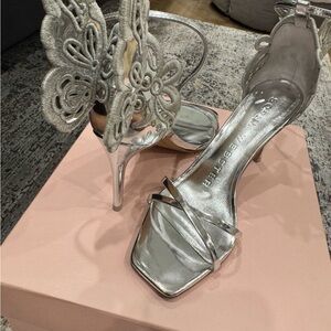 Sophia Webster Metallic Silver Butterfly Heels